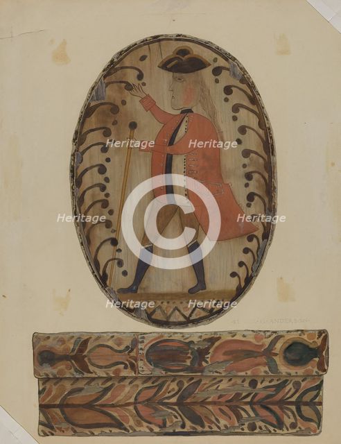 Pa. German Painted Wooden Box, c. 1937. Creator: Elmer G Anderson.