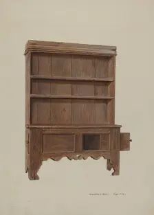 Pa. German Pewter Cupboard, c. 1939. Creator: Henrietta S. Hukill