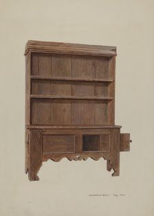 Pa. German Pewter Cupboard, c. 1939. Creator: Henrietta S. Hukill