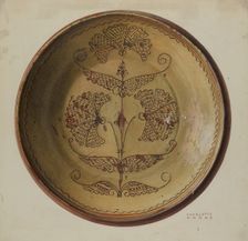 Pa. German Pie Dish, c. 1940. Creator: Charlotte Angus