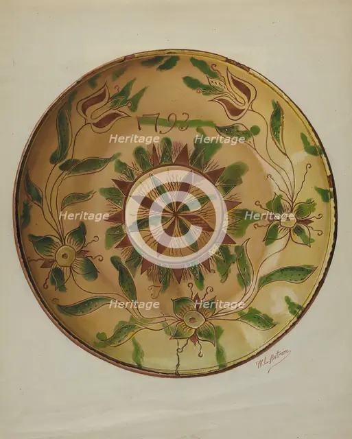 Pa. German Pie Plate, c. 1936. Creator: William L. Antrim.