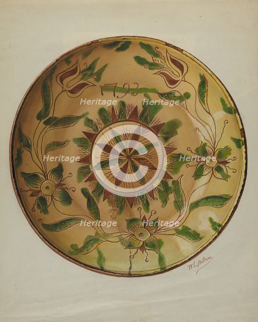Pa. German Pie Plate, c. 1936. Creator: William L. Antrim.