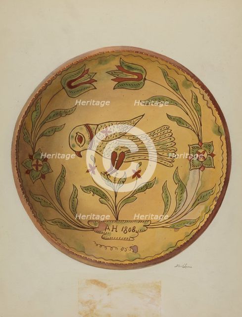 Pa. German Pie Plate, c. 1936. Creator: Albert J. Levone.