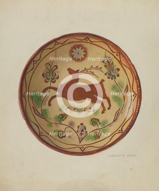 Pa. German Pie Plate, c. 1936. Creator: Charlotte Angus.