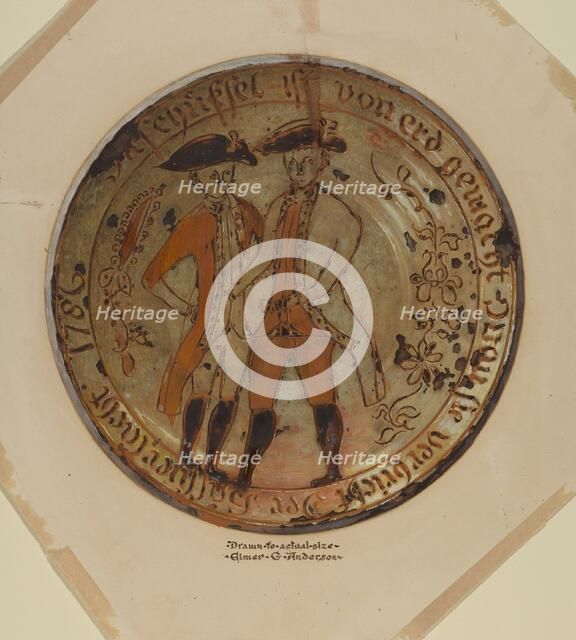 Pa. German Pie Plate, c. 1937. Creator: Elmer G Anderson.