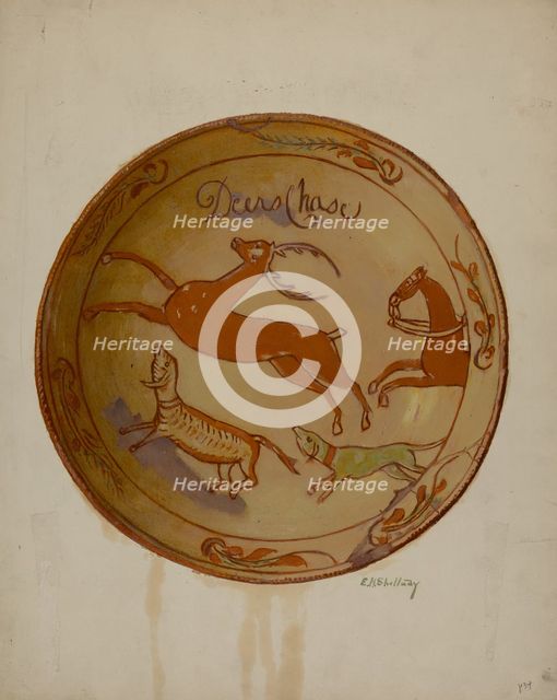 Pa. German Plate, 1935/1942. Creator: Eugene Shellady.