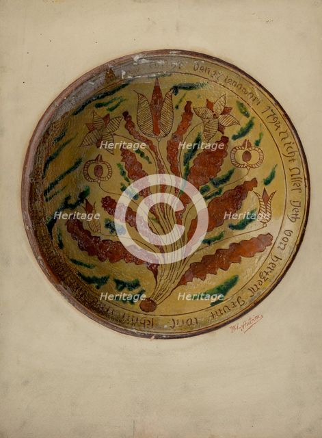 Pa. German Plate, 1935/1942. Creator: William L Antrim.