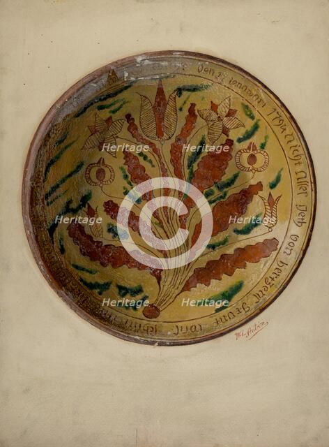 Pa. German Plate, 1935/1942. Creator: William L Antrim.