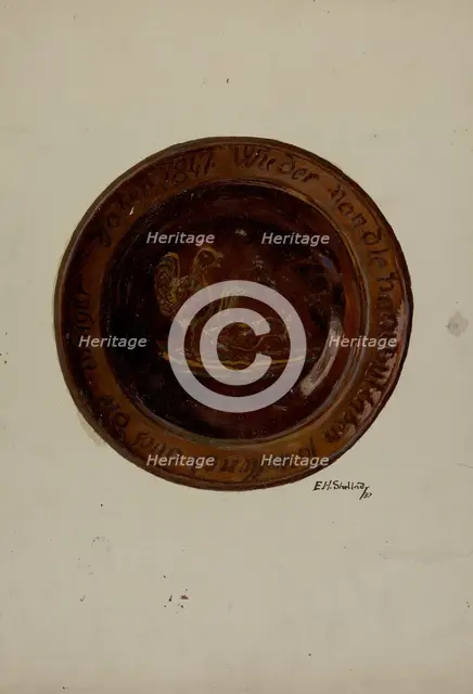 Pa. German Plate, 1937. Creator: Eugene Shellady.