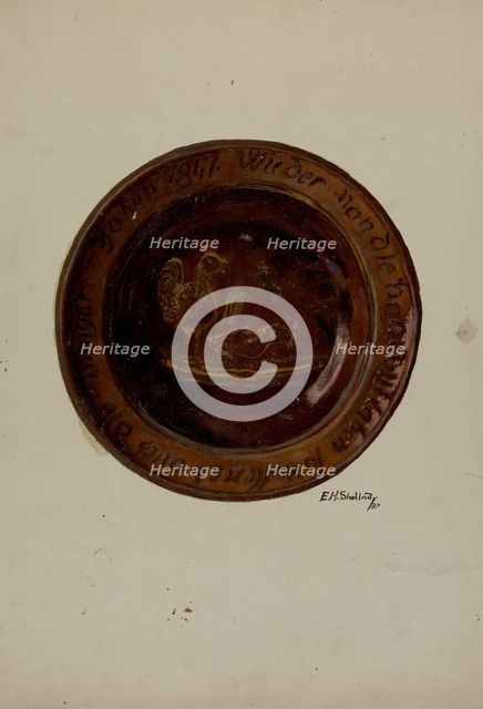 Pa. German Plate, 1937. Creator: Eugene Shellady.