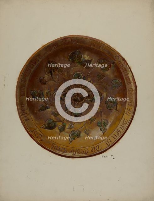 Pa. German Plate, 1937. Creator: Eugene Shellady.