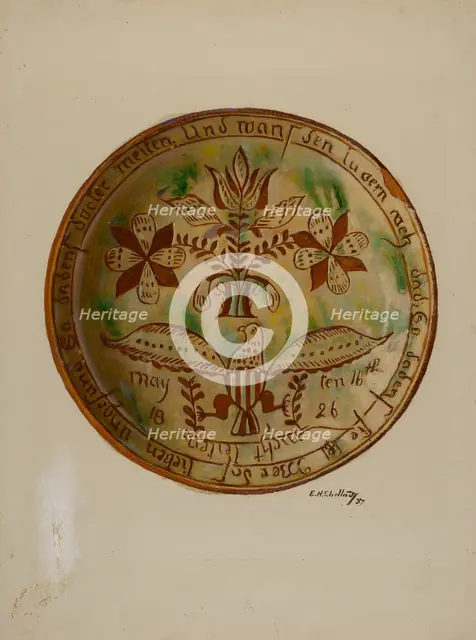 Pa. German Plate, 1937. Creator: Eugene Shellady.