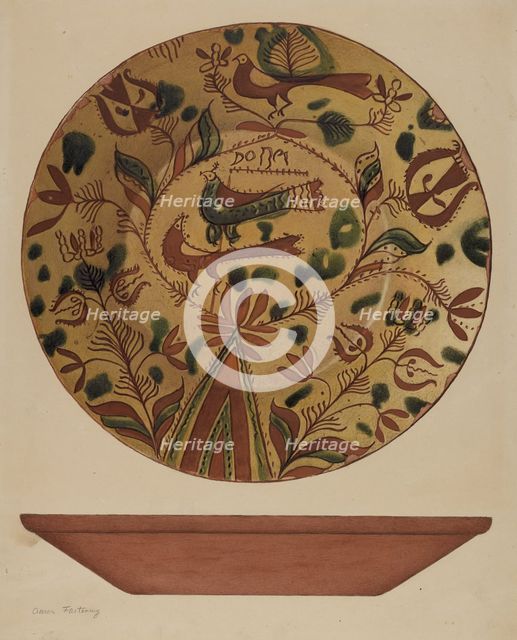 Pa. German Plate, c. 1941. Creator: Aaron Fastovsky.