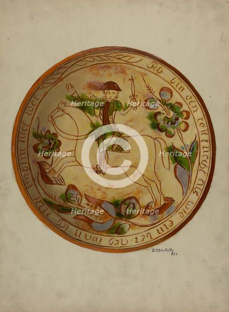 Pa. German Plate, c. 1941. Creator: Archie Thompson.