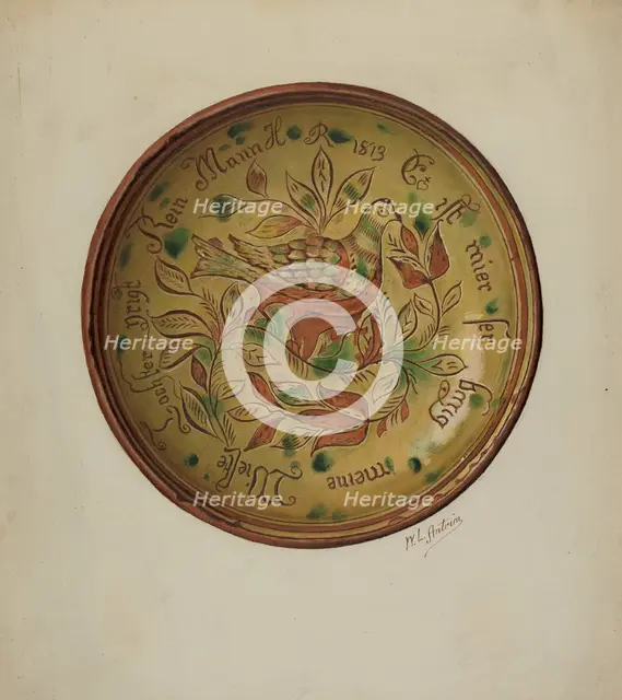 Pa. German Plate, c. 1941. Creator: William L. Antrim.