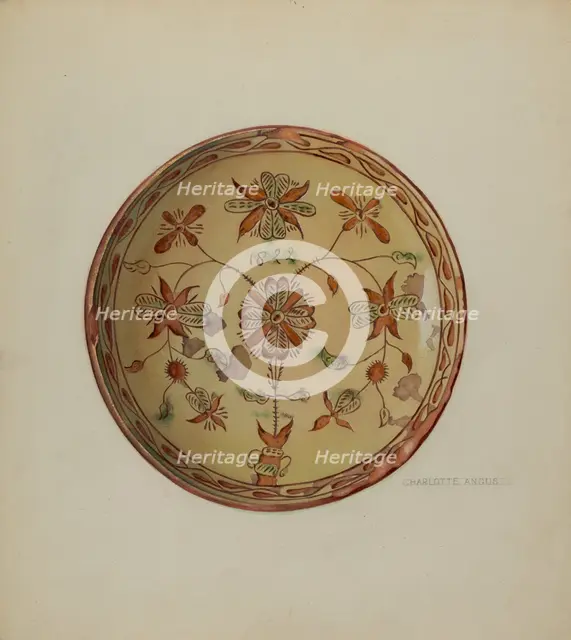 Pa. German Plate, c. 1936. Creator: Charlotte Angus.