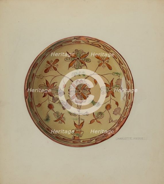 Pa. German Plate, c. 1936. Creator: Charlotte Angus.