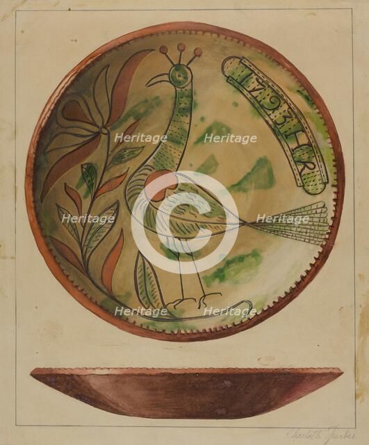 Pa. German Plate, c. 1936. Creator: Charlotte Sperber.