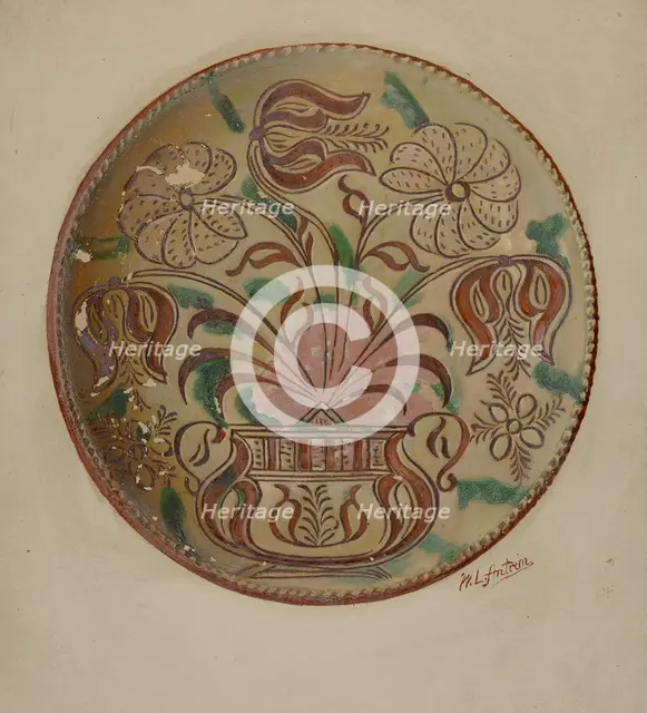 Pa. German Plate, c. 1936. Creator: William L. Antrim.