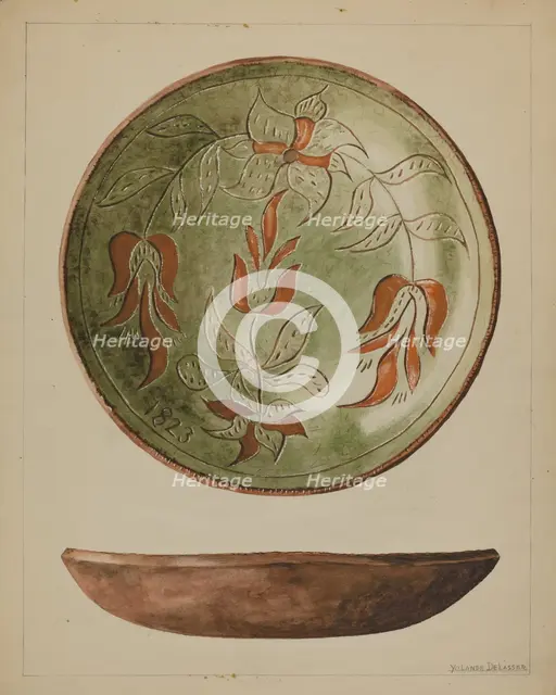 Pa. German Plate, c. 1936. Creator: Yolande Delasser.