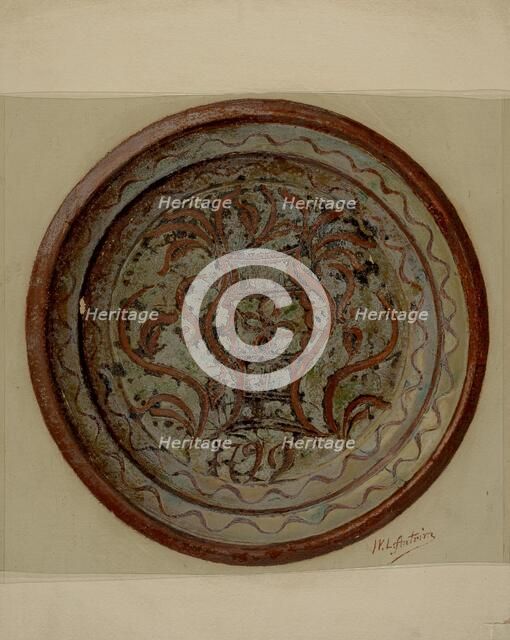 Pa. German Plate, c. 1937. Creator: William L Antrim.