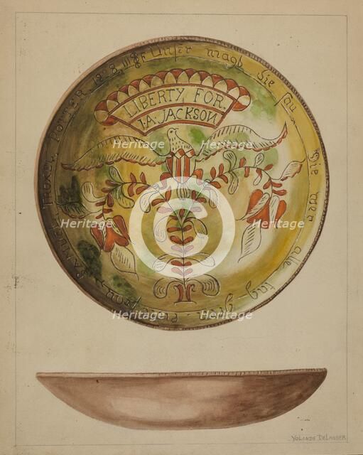 Pa. German Plate, c. 1937. Creator: Yolande Delasser.