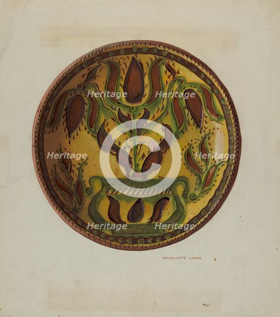 Pa. German Plate, c. 1938. Creator: Charlotte Angus.