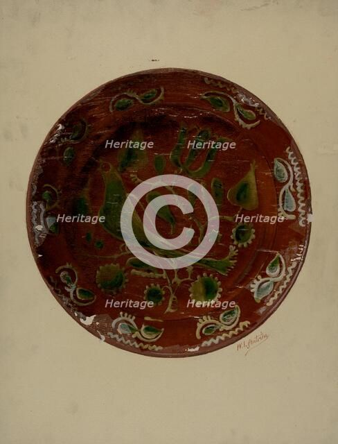 Pa. German Plate, c. 1938. Creator: William L Antrim.