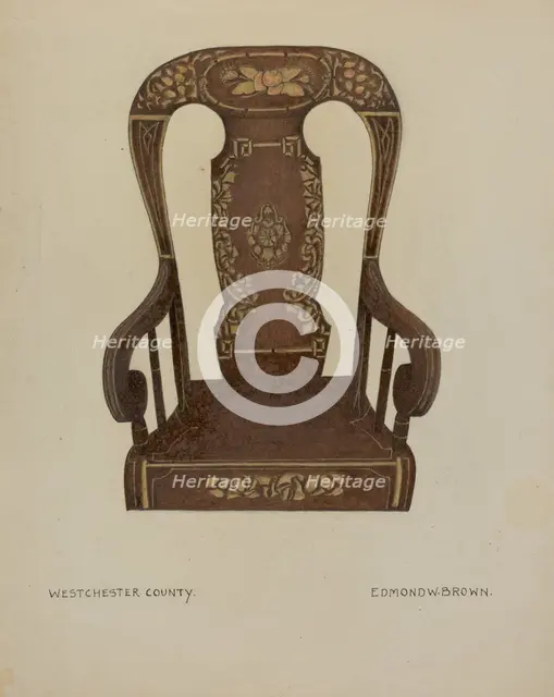 Pa. German Rocking Chair, c. 1937. Creator: Edmond W. Brown.