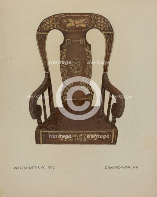 Pa. German Rocking Chair, c. 1937. Creator: Edmond W. Brown.