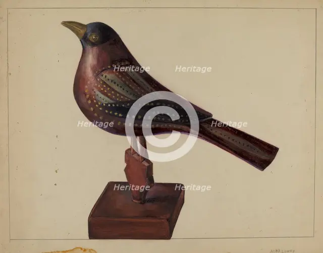 Pa. German Robin Figurine, c. 1937. Creator: Mina Lowry.