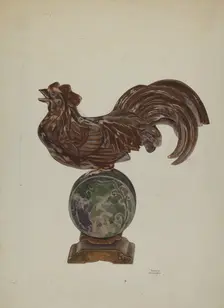 Pa. German Rooster Mantel Ornament, c. 1941. Creator: Beverly Chichester
