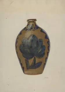 Pa. German Stoneware Flask, c. 1940. Creator: Beverly Chichester