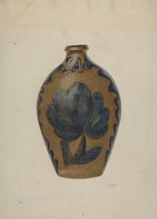 Pa. German Stoneware Flask, c. 1940. Creator: Beverly Chichester