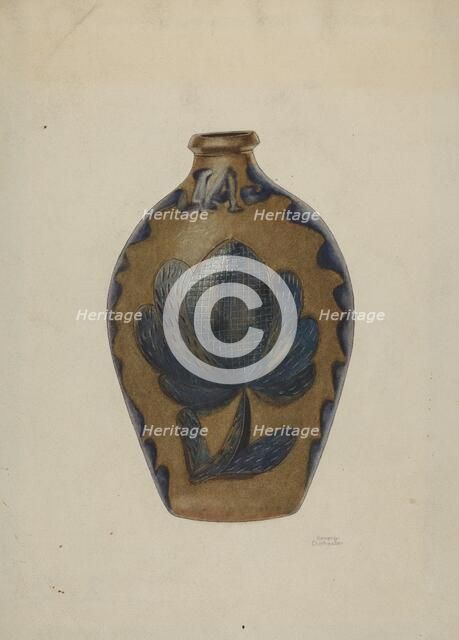 Pa. German Stoneware Flask, c. 1940. Creator: Beverly Chichester.