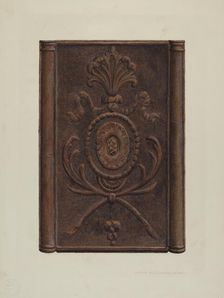 Pa. German Stove and Plate, c. 1939. Creator: William H Edwards