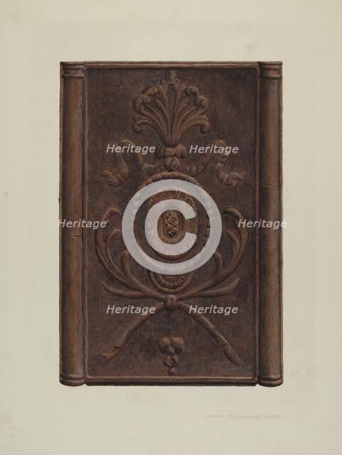 Pa. German Stove and Plate, c. 1939. Creator: William H Edwards.