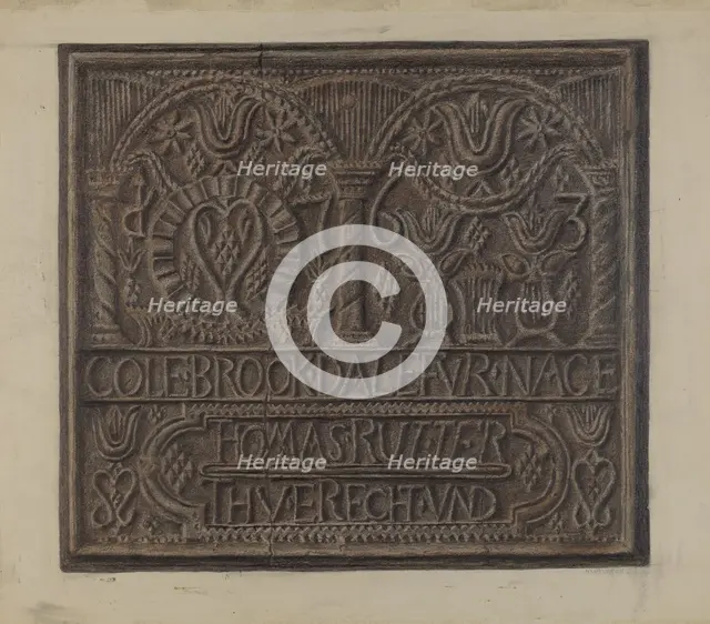 Pa. German Stove Plate, 1935/1942. Creator: Austin L. Davison.