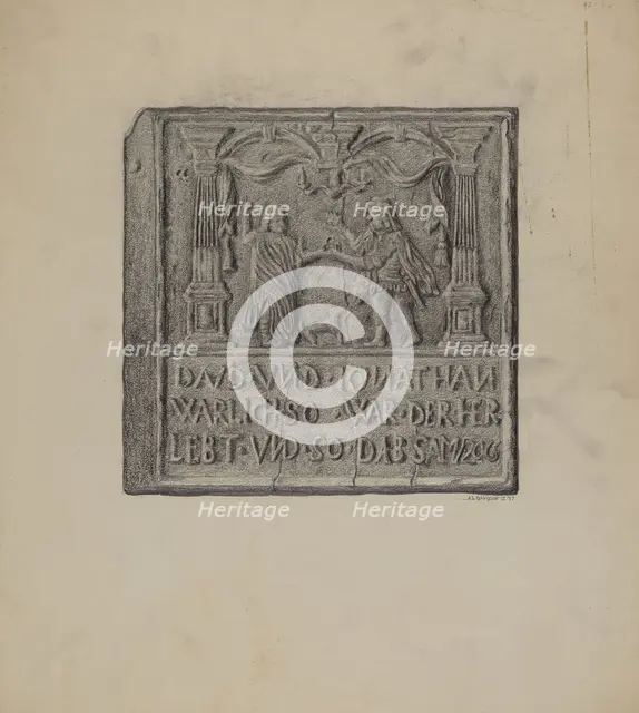 Pa. German Stove Plate, 1937. Creator: Austin L. Davison.