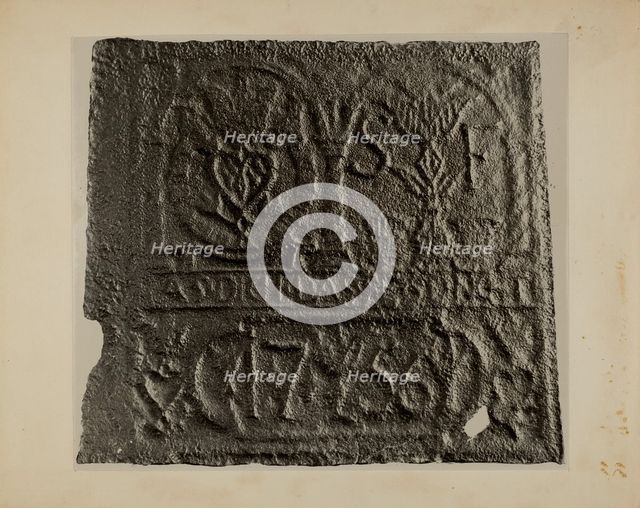 Pa. German Stove Plate, c. 1936. Creator: Charles Von Urban.