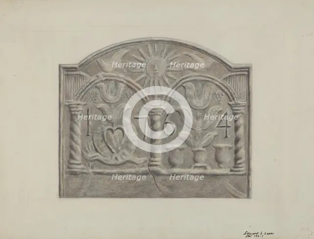 Pa. German Stove Plate, c. 1936. Creator: Edward L Loper.