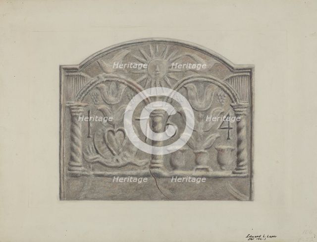 Pa. German Stove Plate, c. 1936. Creator: Edward L Loper.