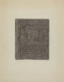 Pa. German Stove Plate, c. 1936. Creator: Elmer G Anderson