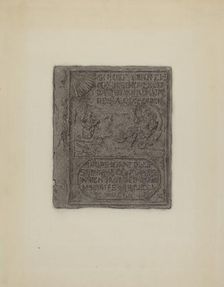 Pa. German Stove Plate, c. 1936. Creator: Elmer G Anderson