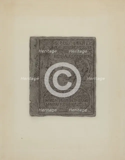 Pa. German Stove Plate, c. 1936. Creator: Elmer G Anderson.