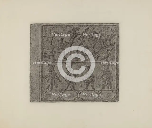 Pa. German Stove Plate, c. 1936. Creator: Elmer G Anderson.