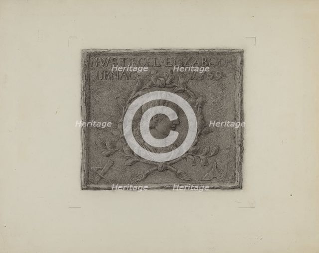 Pa. German Stove Plate, c. 1936. Creator: Elmer G Anderson.