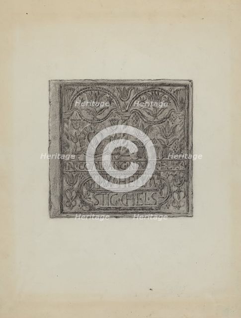 Pa. German Stove Plate, c. 1936. Creator: Elmer G Anderson.