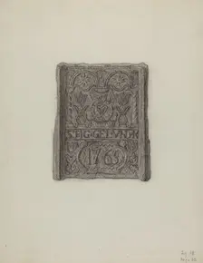 Pa. German Stove Plate, c. 1936. Creator: Elmer G Anderson