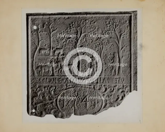 Pa. German Stove Plate, c. 1937. Creator: Charles Von Urban.